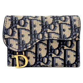 Dior Tarjetero de cuero oblicuo Multicolor