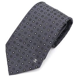 Chanel Dot Pattern Tie Silk Tie for Men Brown