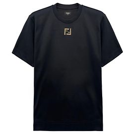 Fendi T-Shirt mit gesticktem Logo Schwarz