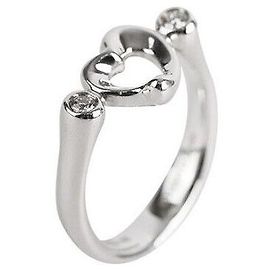 Tiffany & Co Open Heart Silver Diamond Size Silvery