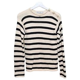 Dior Ecru Pullover mit langen Ärmeln Christian Marinière mit Signature-Buttons Mehrfarben