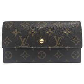 Louis Vuitton Cartera larga de lona con monograma marrón Castaño