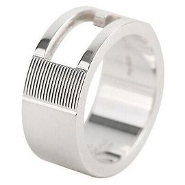 Gucci Logo Silver Ring Silvery