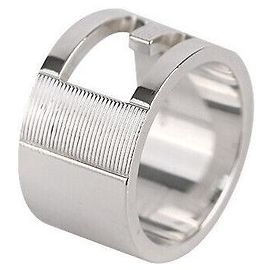 Gucci Logo Silver Ring Size Silvery