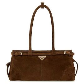 Prada Medium Suede Handbag MOO Black