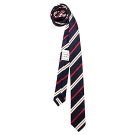 Thom Browne Cravatta in seta e cotone a righe classiche tricolore Nero
