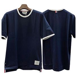 Thom Browne Side Slit Ringer T-Shirt Navy Blue