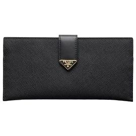 Prada Saffiano Leather Long Wallet Black