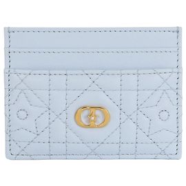 Dior Caro Fresia Cannage Star Leather Card Case Blue