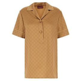Gucci Camisa de seda com mangas curtas Laranja