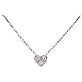 Tiffany & Co Colar de platina com pingente de diamante em forma de coração Multicor