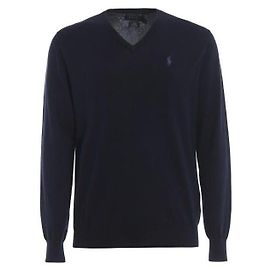 Ralph Lauren Suéter de algodão Pima com decote em V e bordado do logo Pony Preto