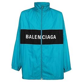 Balenciaga Giacca con collo alto e stampa logo Blu