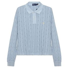 Ralph Lauren Langarm-Polo aus Strick mit gesticktem Pony-Logo Blau