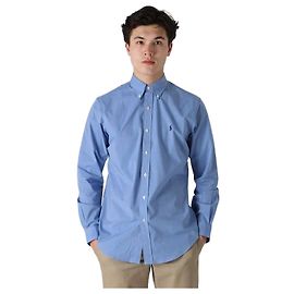 Ralph Lauren Camicia in popeline elasticizzato con ricamo del logo pony Blu