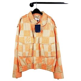 Louis Vuitton Giacca Bomber Jumbo Damier in Raffia Plu Arancione