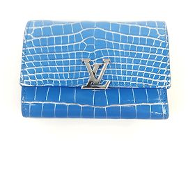 Louis Vuitton Crocodile Capucines Compact Wallet Blue