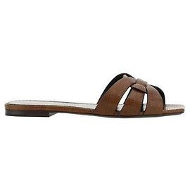 Saint Laurent Mule Flat Tribute em Couro Lizard Embossed Multicor