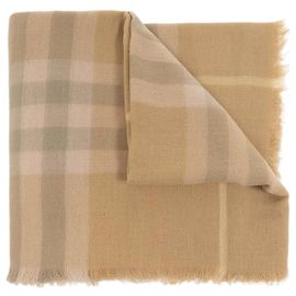 Burberry Checkered Wool Scarf Orange