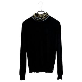 Fendi Wollstrick mit hohem Ausschnitt Schwarz