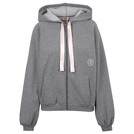 Repetto Grau Satinband Kapuzenpullover mit Reißverschluss Braun