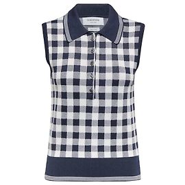 Thom Browne Anchor Jacquard Gingham Seidenstrickweste Mehrfarben