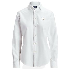 Ralph Lauren Camicia Oxford ricamata con logo di pony Argento