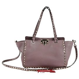 Valentino Bolsa de Ombro Rockstud Small Tote Roxo