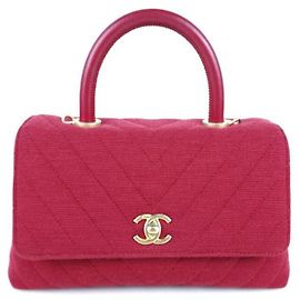Chanel Borsa Tote in Tessuto Coco Handle Borsa a Spalla Rosso