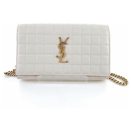 Saint Laurent Bolsa transversal Cassandra Matelassé Carrie com corrente Prata
