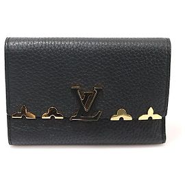 Louis Vuitton Schwarze Taurillon-Leder Capucines Kompaktgeldbörse Schwarz