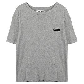 Miu Miu Jersey-T-Shirt mit Rand Braun