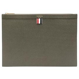 Thom Browne Porte-documents moyen en grain de galet Doré