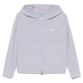 Prada Jaqueta Blouson de Popeline Listrada Branco