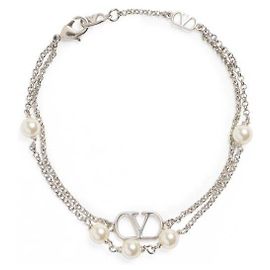 Valentino Collar Logo Swarovski Blanco