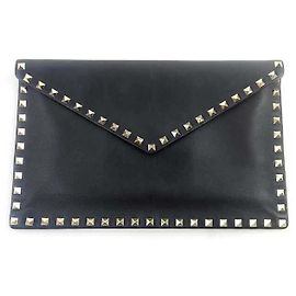 Valentino Borsa Clutch Envelope con Borchie Nero