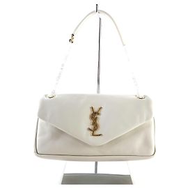 Saint Laurent Bolsa de Ombro Calypso em Cuir de Carneiro Branco