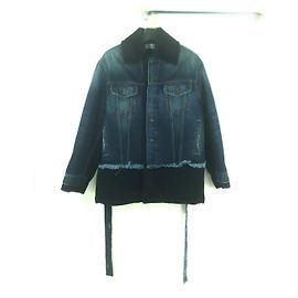 Balenciaga Gestreifte Denim-Jacke mit Trägern Schwarz