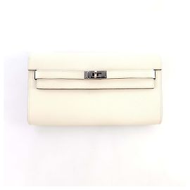 Hermès Kelly To Go Strap Wallet WOC White