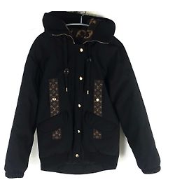 Louis Vuitton Monogram High Neck Parka Jacket Black