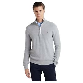 Ralph Lauren Quarter Zip Pullover with Pony Logo Silvery