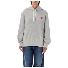 Comme Des Garcons Hoodie mit rotem Herz-Patch AX Silber