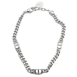 Dior Christian CD Icon Slim Chain Link Silver Bracelet Silvery