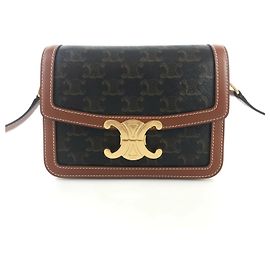 Céline Bolsa de ombro Triomphe Canvas Tin Triomphe Preto