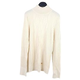 Balmain Rollkragenpullover mit Zopfmuster Weiß