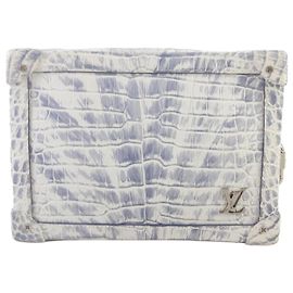 Louis Vuitton Borsa a spalla in coccodrillo alligatore esotico in pelle morbida Argento