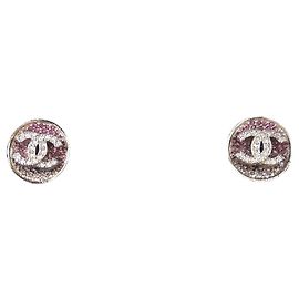Chanel Pendientes de cristal redondo CC Multicolor