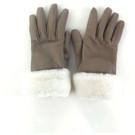Hermès Luvas de couro de shearling Marrom