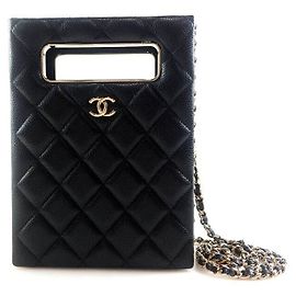 Chanel Bolsa Crossbody Caviar Evening Box Preto