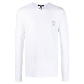 Versace Langarmshirt mit Rundhalsausschnitt und Logo Silber